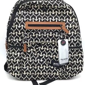 Solo Saratoga Geometric Laptop Backpack Black & White Unisex Medium